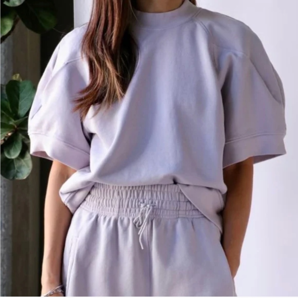 NWT Agolde The Round Shoulder Half Sleeve Box Sweatshirt Paper - Size S